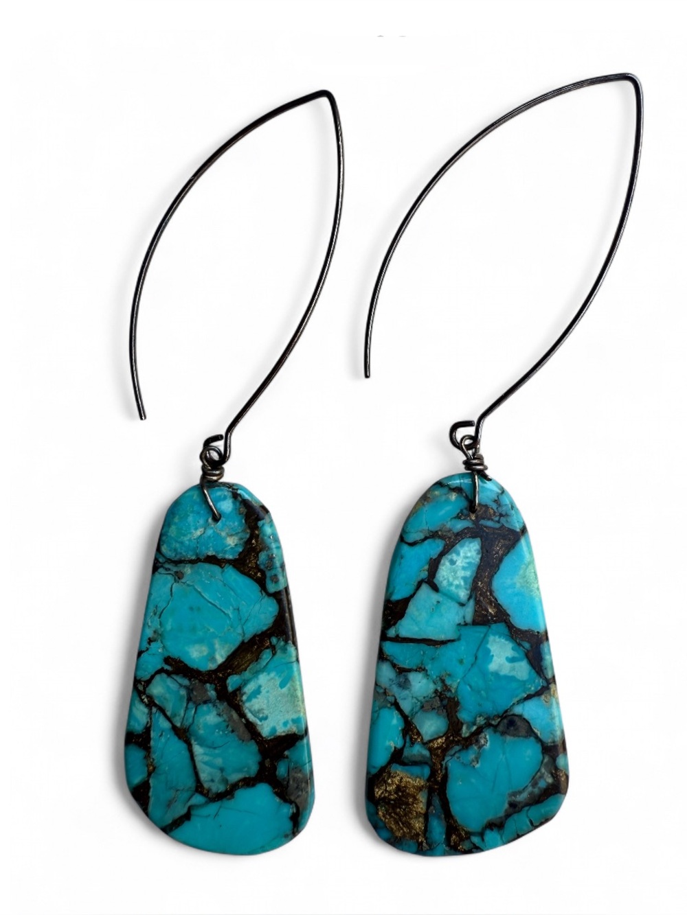 Turquoise Howlite Earrings Coldwater Creek Southwestern Style Modern Wire Hooks